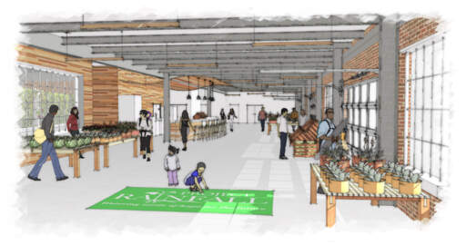 Interior Farmer's Market<br><i>Rendering by Watts Architects & Engineers</i>